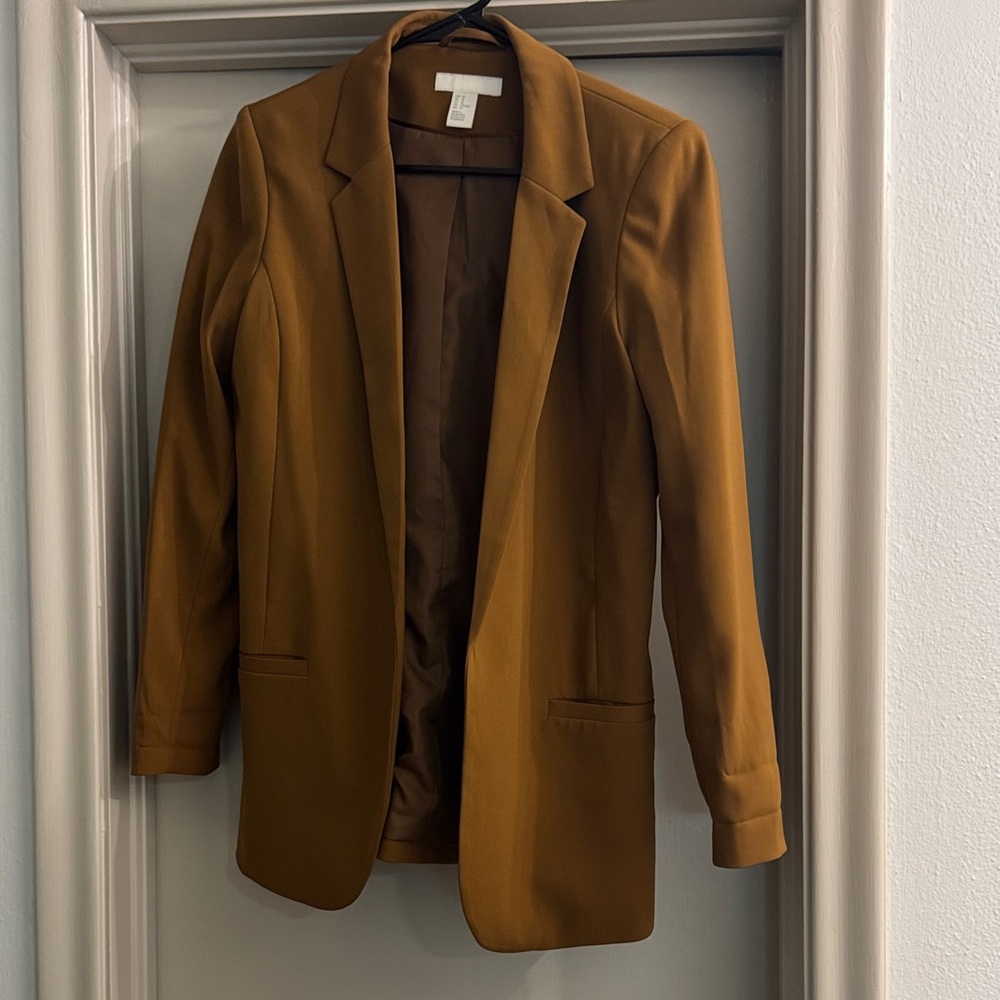 Women's Camel Brown Blazer-Boyfriend Fit